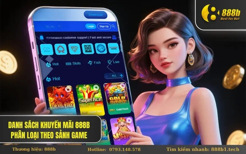 Danh sách khuyến mãi 888b phân loại theo sảnh game